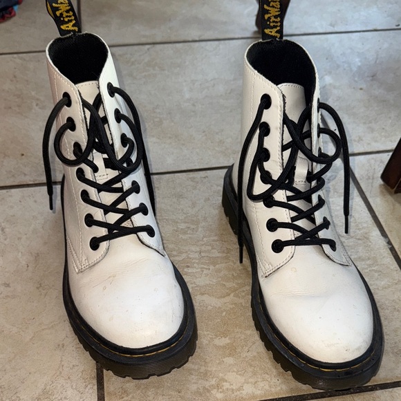 Dr. Martens White Boots with Black Laces - Picture 2 of 9